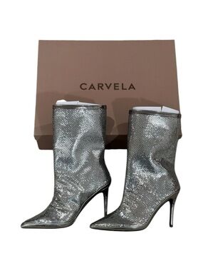Carvela by Kurt Geiger ‘Armour’ Chainmail Silver Boots – Luxury Comfort NIB